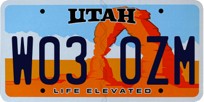 UT license plate W030ZM