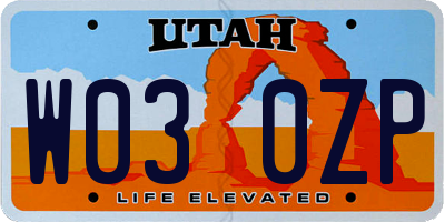UT license plate W030ZP