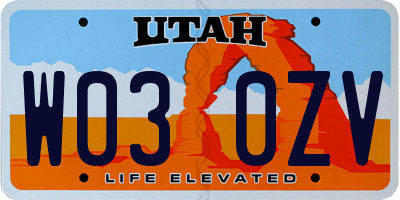 UT license plate W030ZV