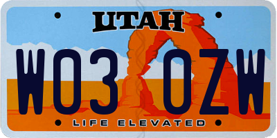 UT license plate W030ZW