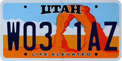 UT license plate W031AZ
