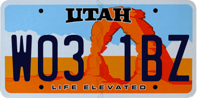 UT license plate W031BZ