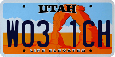 UT license plate W031CH
