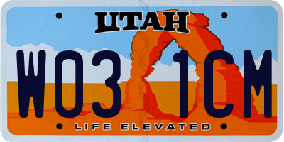 UT license plate W031CM