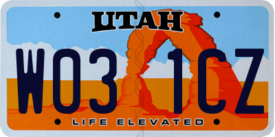 UT license plate W031CZ