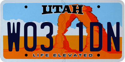 UT license plate W031DN