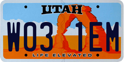 UT license plate W031EM