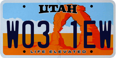 UT license plate W031EW
