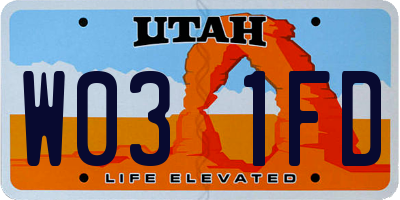 UT license plate W031FD