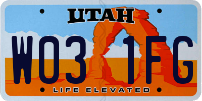 UT license plate W031FG