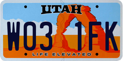 UT license plate W031FK