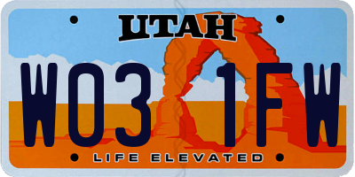 UT license plate W031FW