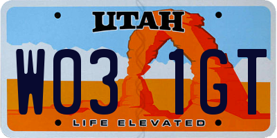 UT license plate W031GT