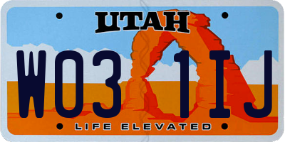 UT license plate W031IJ