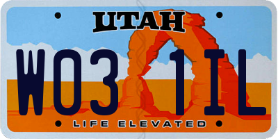 UT license plate W031IL