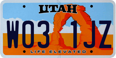 UT license plate W031JZ