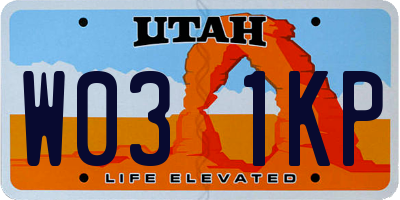 UT license plate W031KP