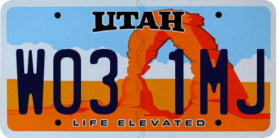 UT license plate W031MJ