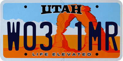 UT license plate W031MR