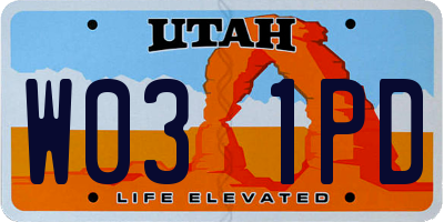 UT license plate W031PD