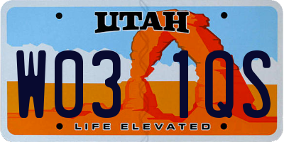 UT license plate W031QS