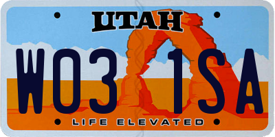 UT license plate W031SA
