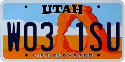 UT license plate W031SU
