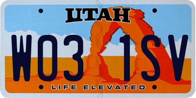 UT license plate W031SV