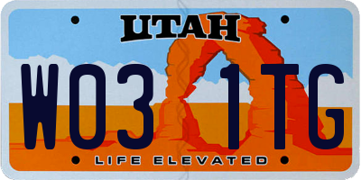 UT license plate W031TG