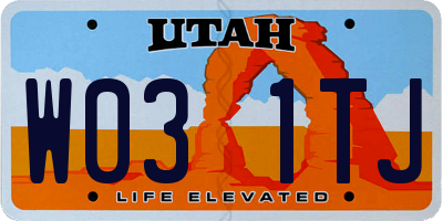 UT license plate W031TJ