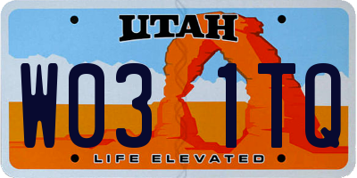 UT license plate W031TQ