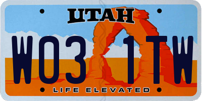 UT license plate W031TW