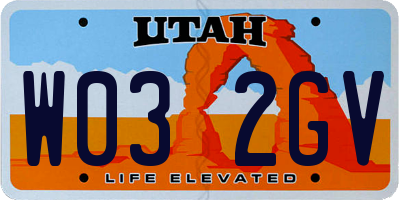 UT license plate W032GV
