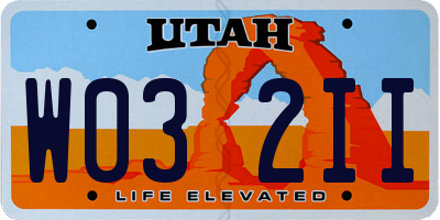 UT license plate W032II
