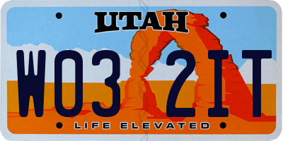 UT license plate W032IT