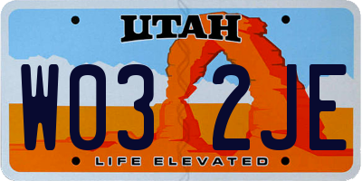 UT license plate W032JE