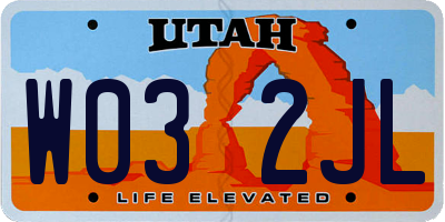 UT license plate W032JL