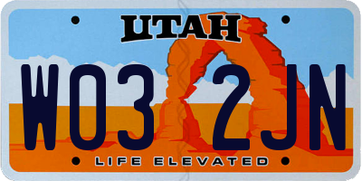 UT license plate W032JN