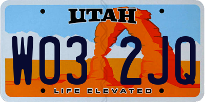 UT license plate W032JQ
