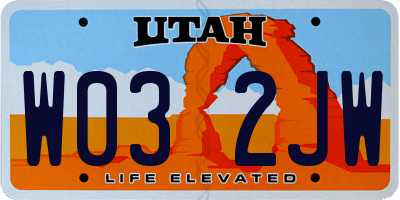UT license plate W032JW