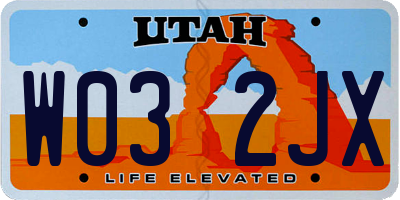 UT license plate W032JX