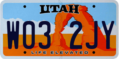 UT license plate W032JY
