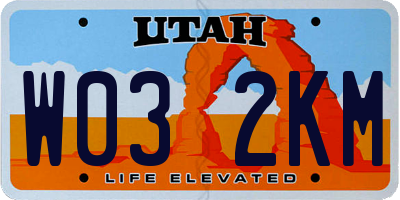 UT license plate W032KM
