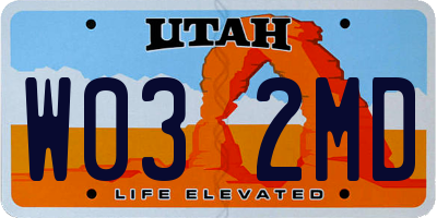 UT license plate W032MD