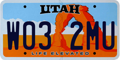 UT license plate W032MU
