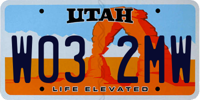 UT license plate W032MW