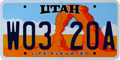 UT license plate W032OA