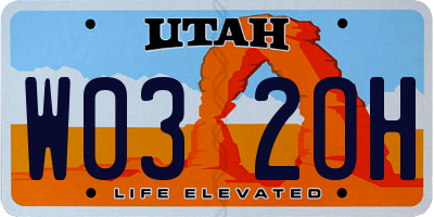 UT license plate W032OH