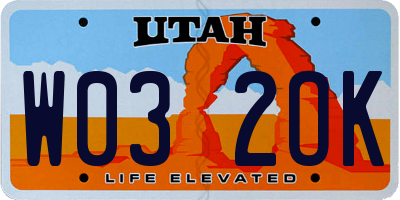 UT license plate W032OK