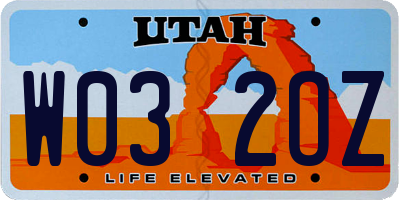UT license plate W032OZ